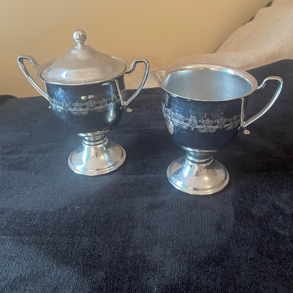 Silver Coffee/Tea Service Set Sugar Bowl and Creamer